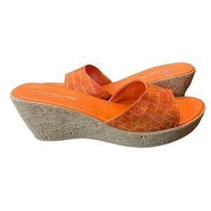 Marzia Vellutini Orange Wedge Open Toe Sandals. Size 8